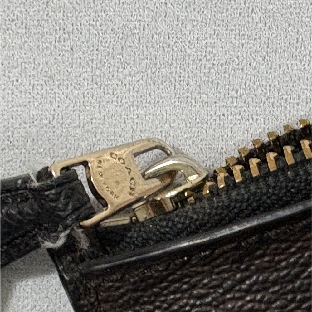 Coach Y2K VTG ID Skinny Wristlet Signature Brown Black Grain Leather Wallet - Picture 4 of 9